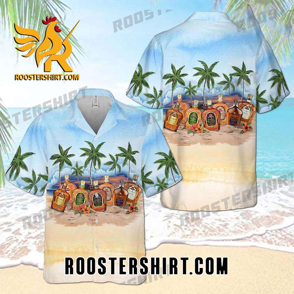 Quality Crown Royal Collection Palm Tree All Over Print 3D Aloha Summer Beach Hawaiian Shirt - Blue