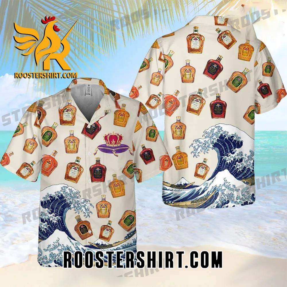 Quality Crown Royal Collections Beach Waves All Over Print 3D Aloha Summer Beach Hawaiian Shirt - Beige