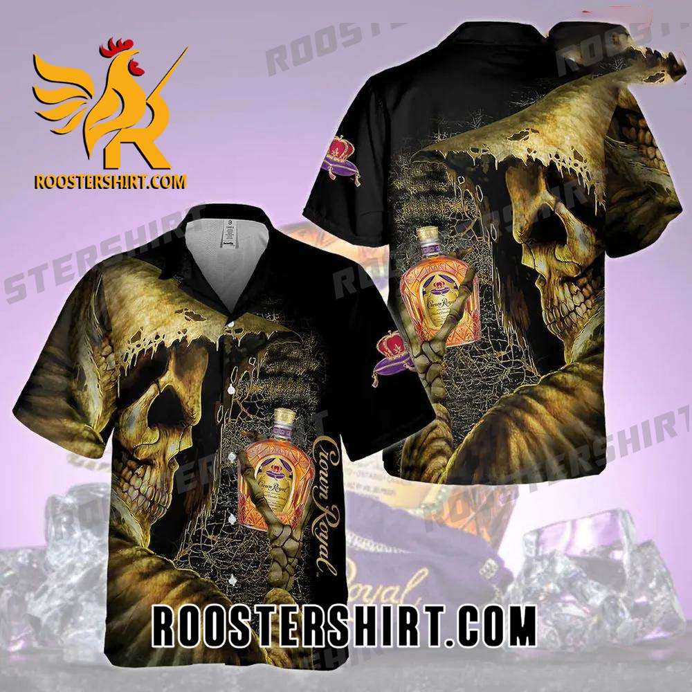 Quality Crown Royal Death All Over Print 3D Aloha Summer Beach Hawaiian Shirt - Black