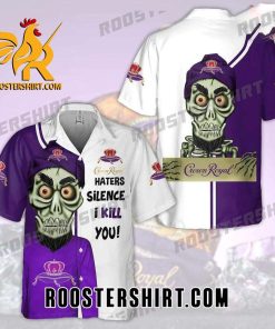 Quality Crown Royal Haters Silence Skull All Over Print 3D Aloha Summer Beach Hawaiian Shirt – Purple White