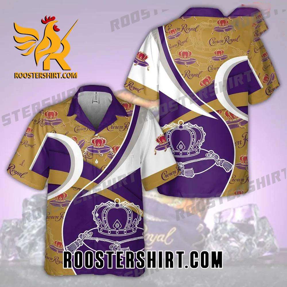 Quality Crown Royal Logo All Over Print 3D Aloha Summer Beach Hawaiian Shirt - Purple Yellow