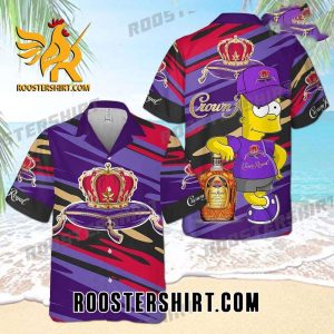 Quality Crown Royal The Simpsons All Over Print 3D Aloha Summer Beach Purple Hawaiian Shirt