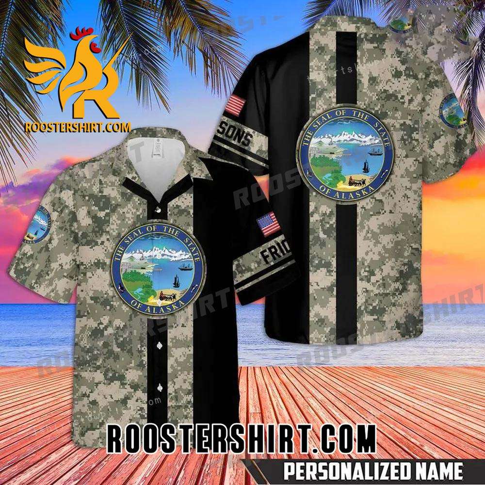Quality Custom Name Alaska Army Aloha Hawaiian Shirt