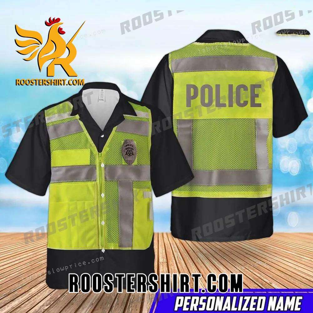 Quality Custom Name US Police High Visibility Identification Vest Aloha Hawaiian Shirt