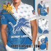 Quality Detroit Lions All Over Print 3D Short Sleeve Dress Shirt Hawaiian Summer Aloha Beach Shirt – Blue White