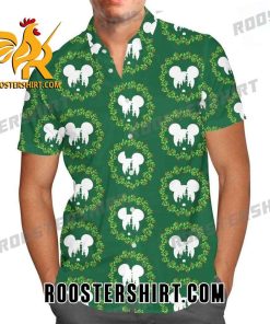 Quality Disney Castle Christmas Wreath Mickey Mouse All Over Print 3D Hawaiian Shirt – Green