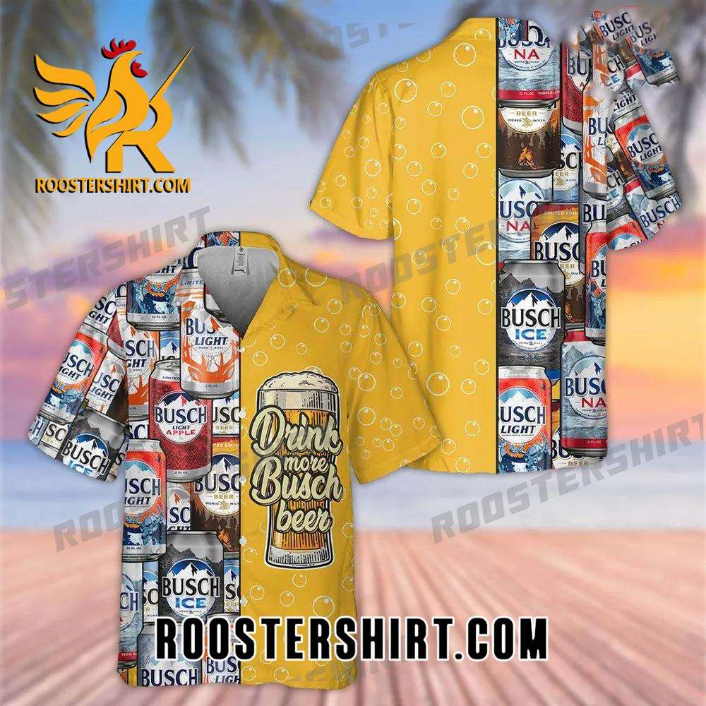Quality Drink More Busch Beer All Over Print 3D Hawaiian Shirt - Yellow