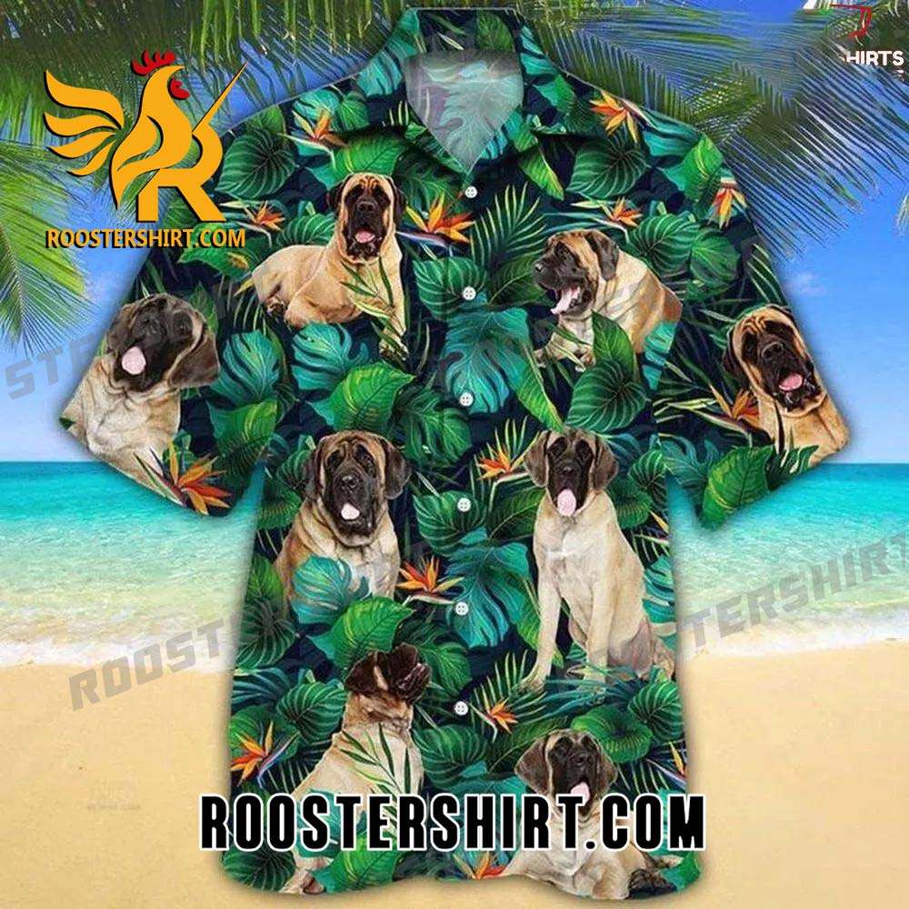 Quality English Mastiff Dog Lovers Tropical Leaves Hawaiian Shirt