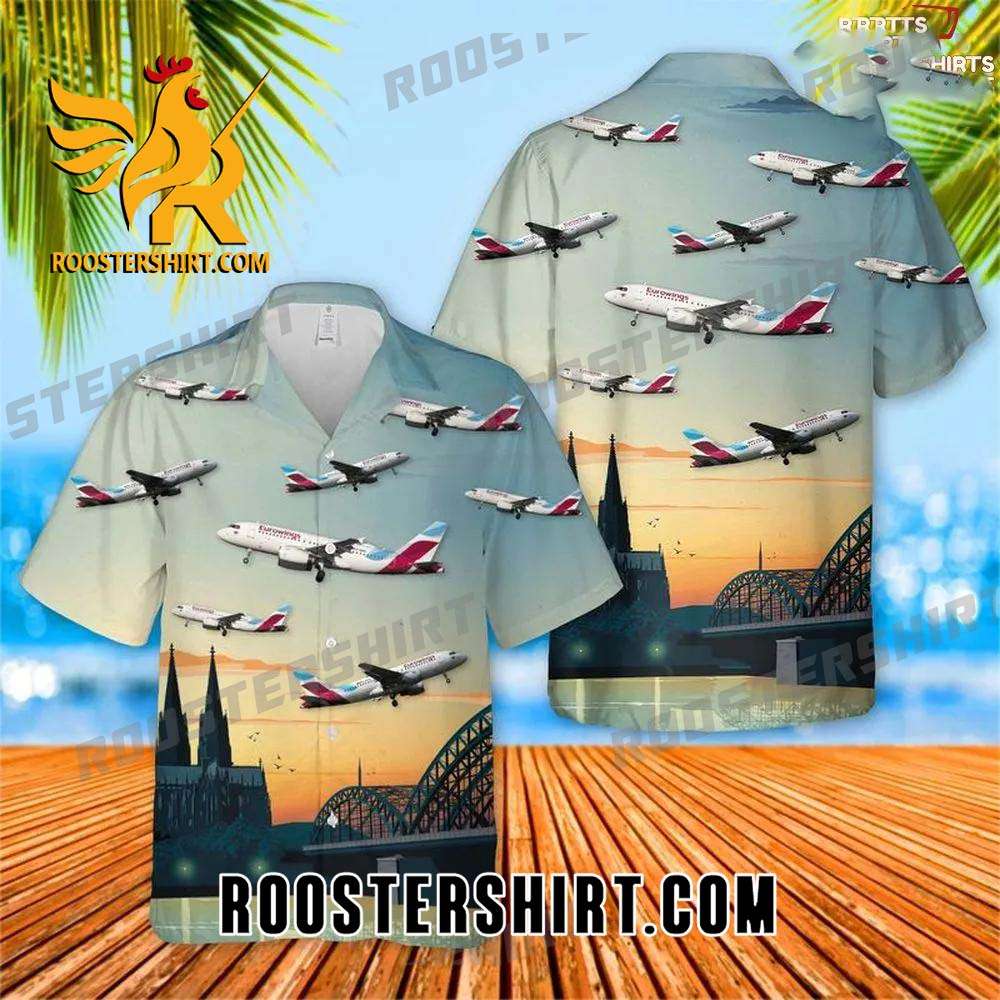 Quality Eurowings Airbus A319-100 Over Cologne Hawaiian Shirt Outfit
