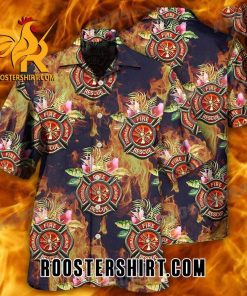 Quality Firefighter Tropical Floral Hawaiian Shirt