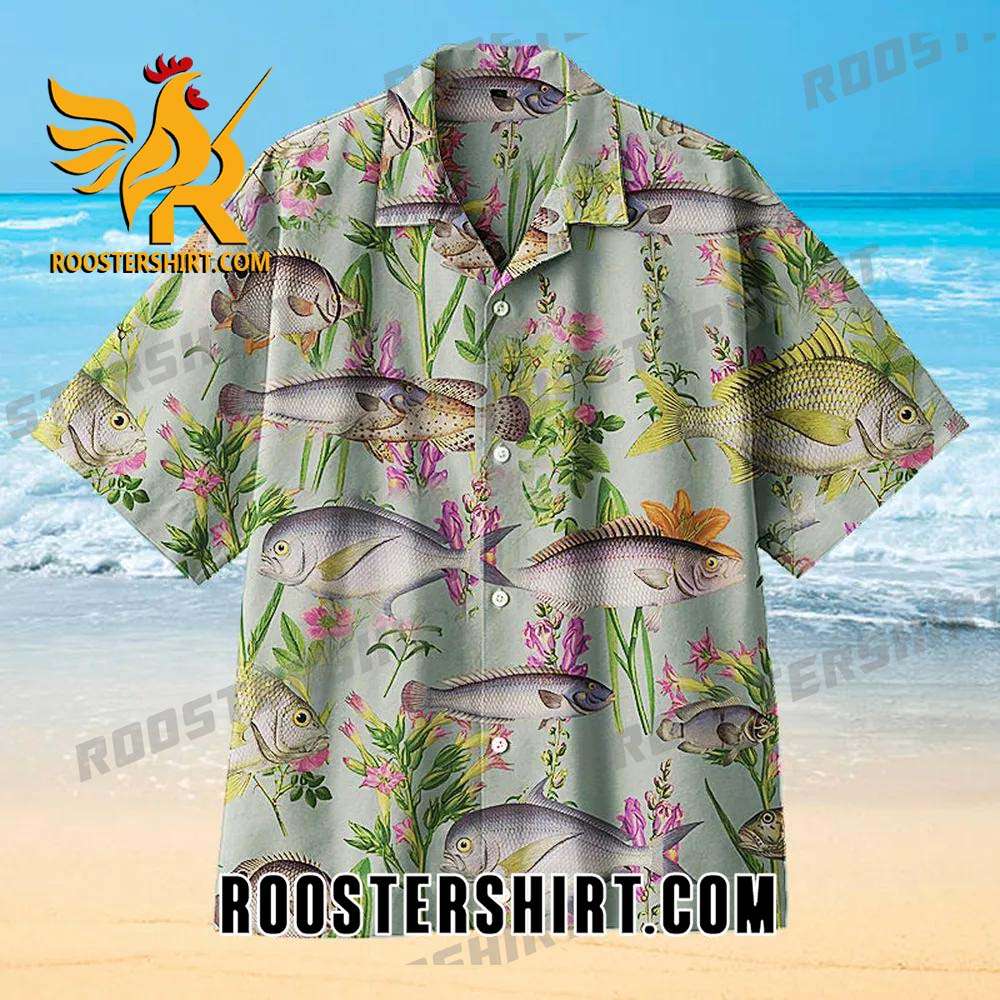 Quality Fish And Flowers On Land Hawaiian Shirt