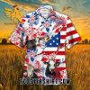Quality Fleckvieh In American Flag Tropical Flower Hawaiian Shirt