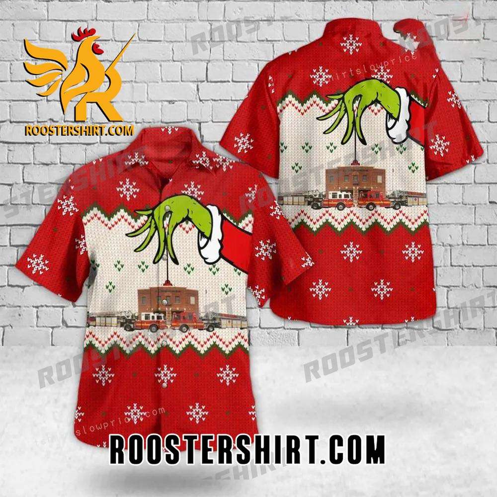 Quality Florida, Jacksonville Fire And Rescue Department Station Christmas Button Up Hawaiian Shirt