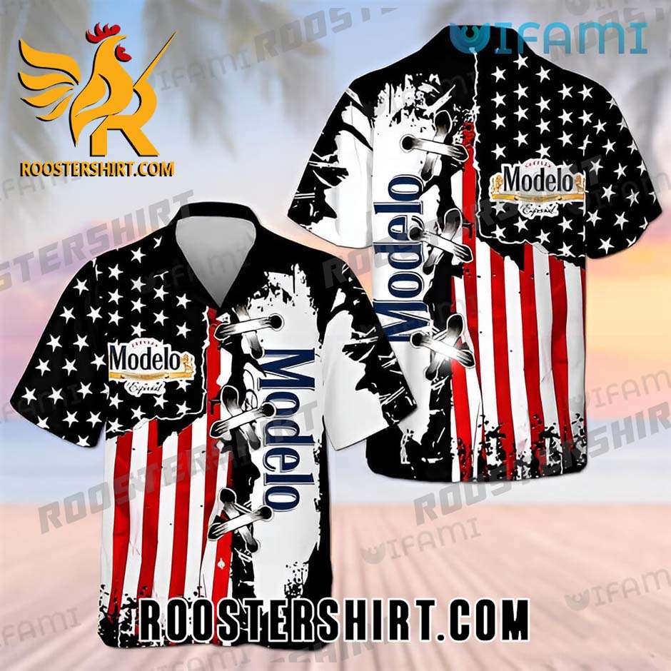 Quality Modelo Hawaiian Shirt And Shorts Usa Flag Beer Lovers Gift