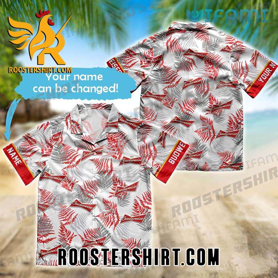 Quality Quality Budweiser Hawaiian Shirt And Shorts Tropical Fern Leaves Beer Lovers Gift