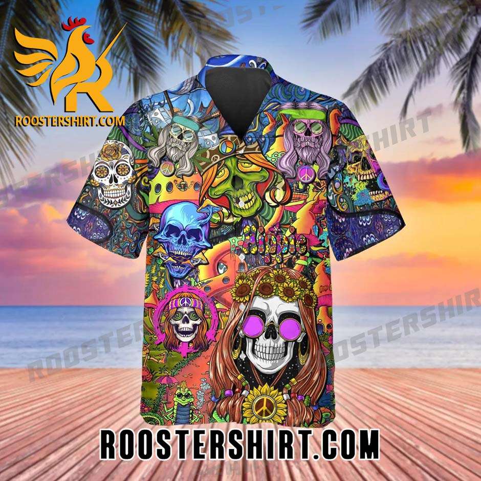 Quality Color Water Happy Summer Skull Hawaiian Shirt And Shorts