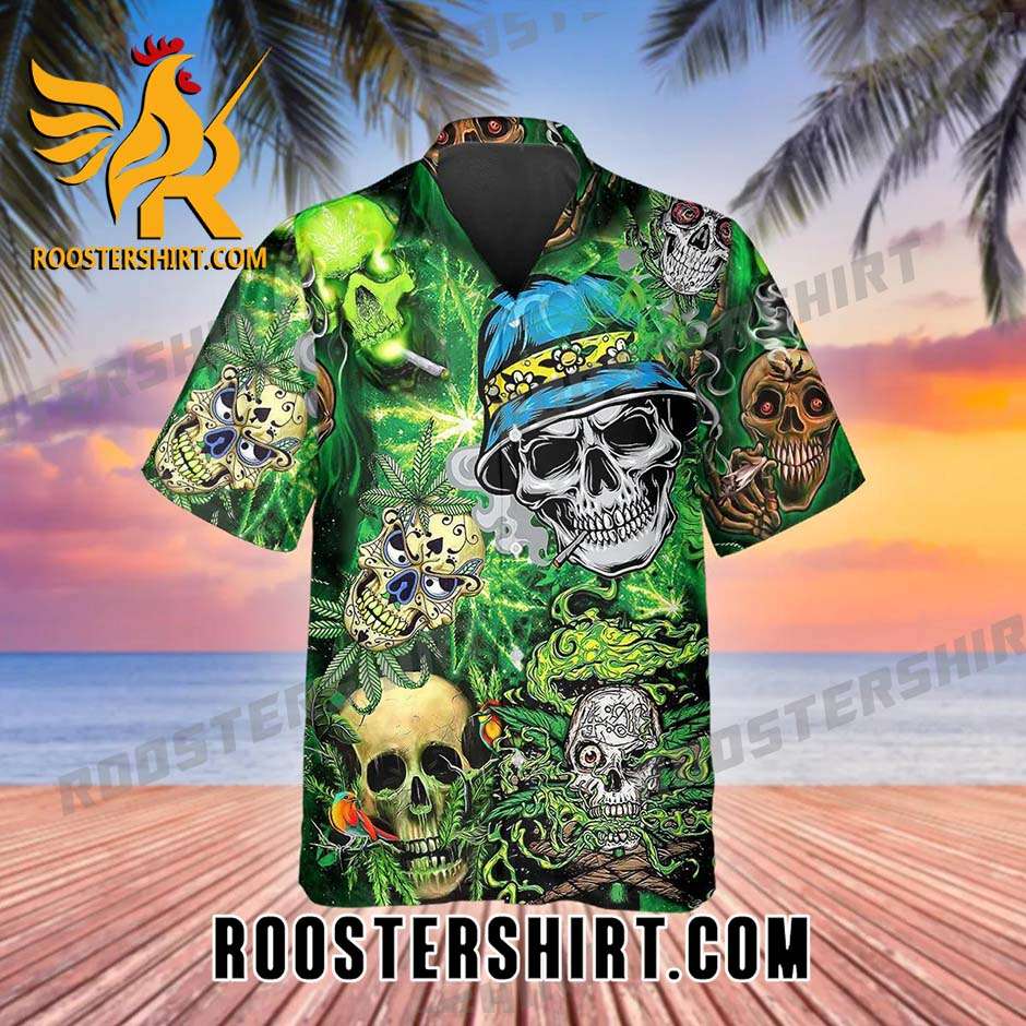 Quality Gangster Weed Badass Skull Hawaiian Shirt And Shorts