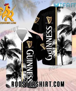 Quality Guinness Hawaiian Shirt And Shorts Coconut Tree Black White Guinness Beer Gift