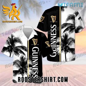 Quality Guinness Hawaiian Shirt And Shorts Coconut Tree Black White Guinness Beer Gift