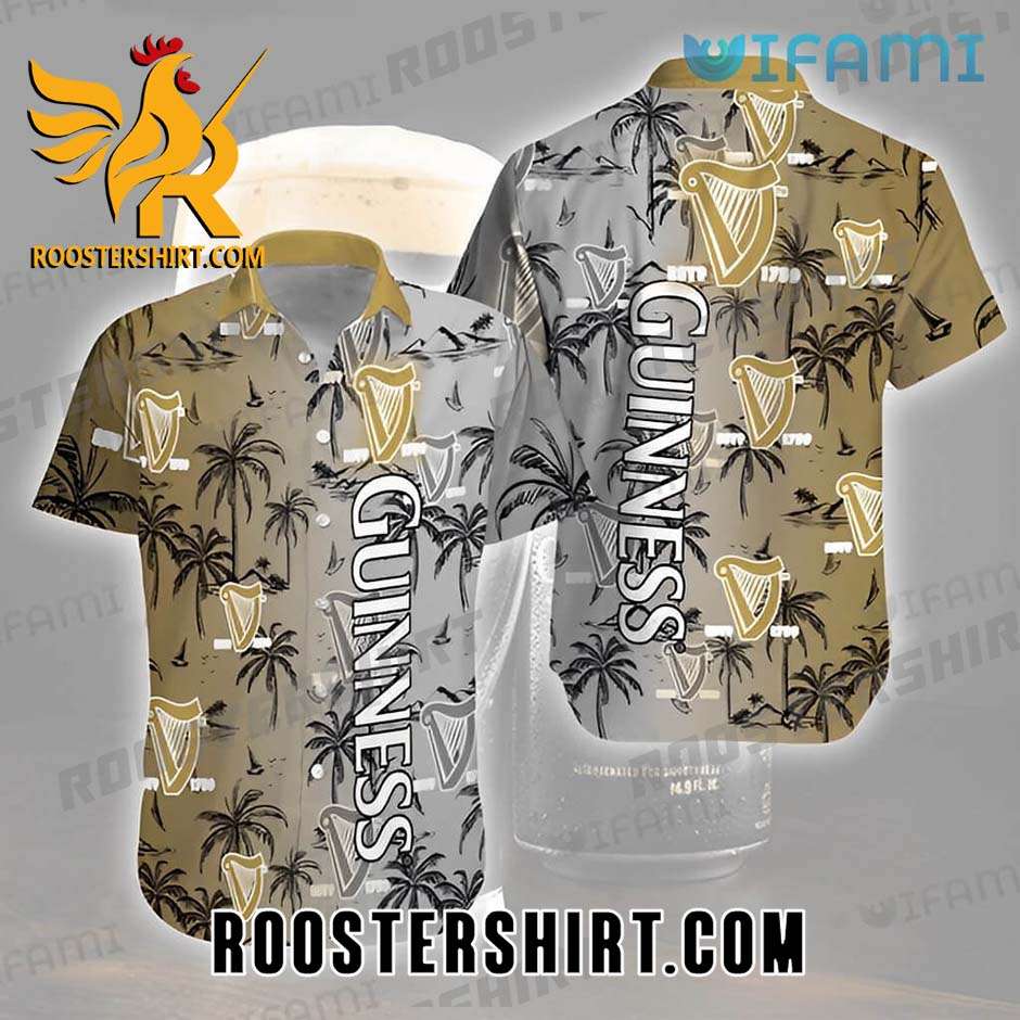 Quality Guinness Hawaiian Shirt And Shorts Tropical Coconut Tree Beer Guinness Gift