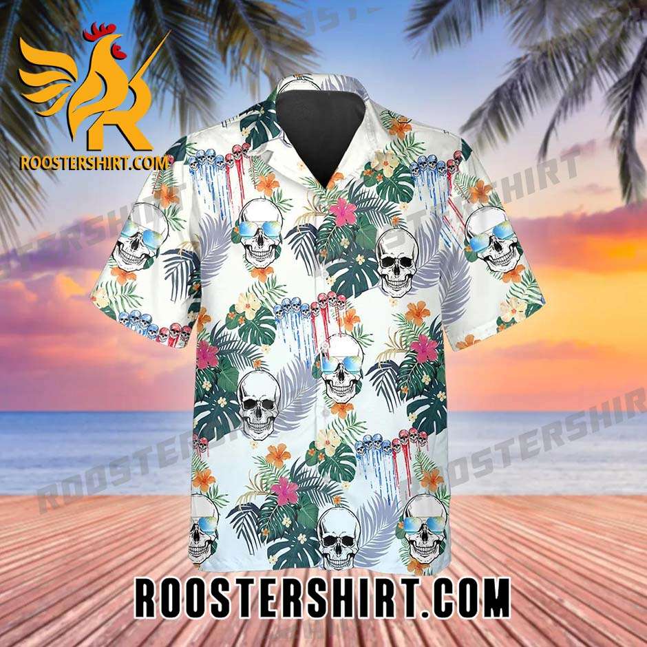 Quality Happy Summer Grinning Skull Hawaiian Shirt And Shorts