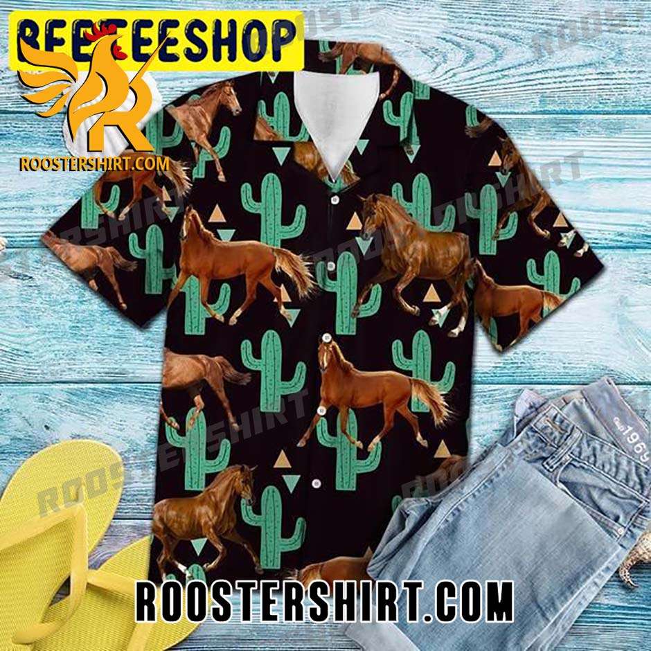 Quality Quality Horse Cactus Pattern Hawaiian Shirt And Shorts