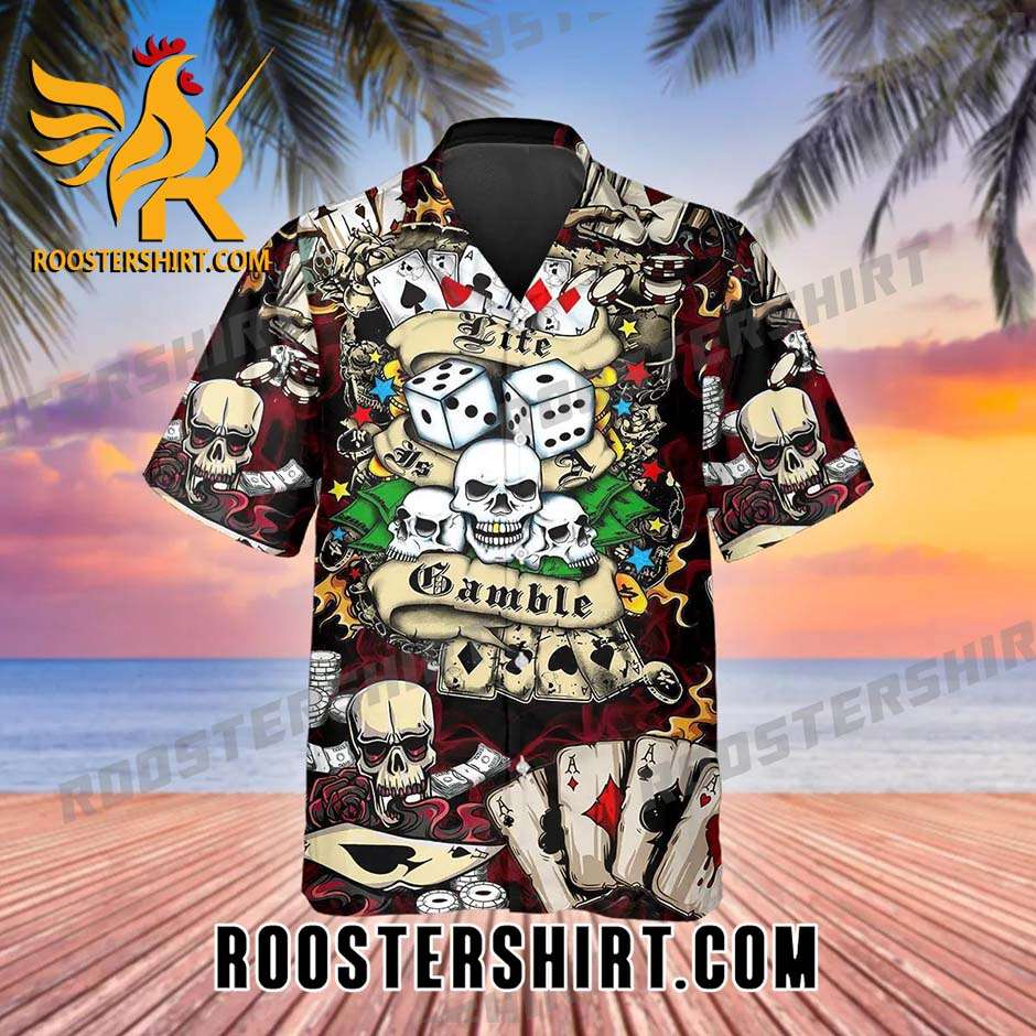 Quality Lucky Dice Spades Gambling Skull Hawaiian Shirt And Shorts