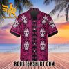 Quality Pink Pattern Color Skull Hawaiian Shirt And Shorts