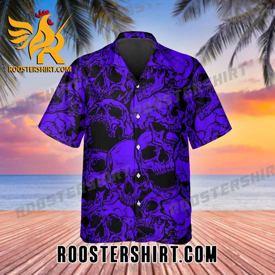 Quality Purple Head Skull Hawaiian Shirt And Shorts