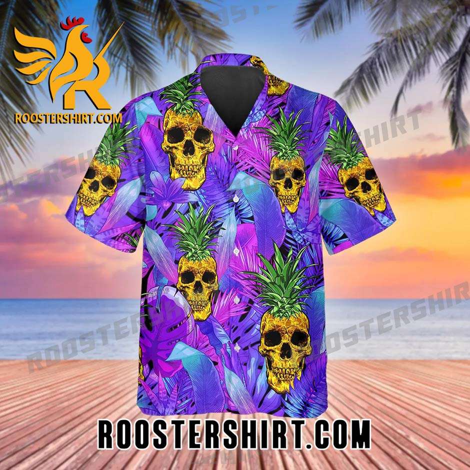 Quality Purple Pineapple Skull Hawaiian Shirt And Shorts
