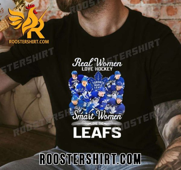 Quality Real Women Love Hockey Smart Women Love The Toronto Maple Leafs 2023 NHL Playoff Signatures Unisex T-Shirt