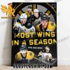 THE BRUINS NOW HAVE THE MOST WINS EVER IN AN NHL SEASON WITH 63 POSTER CANVAS