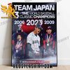 Team Japan 3 Time World Baseball Classic Champions Poster Canvas