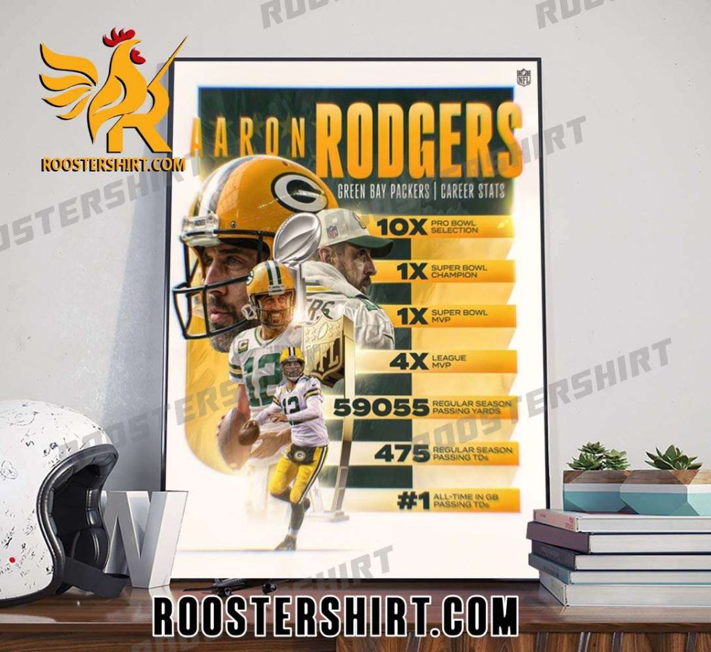 Thank You Aaron Rodgers Career Legend Green Bay Packers Poster Canvas