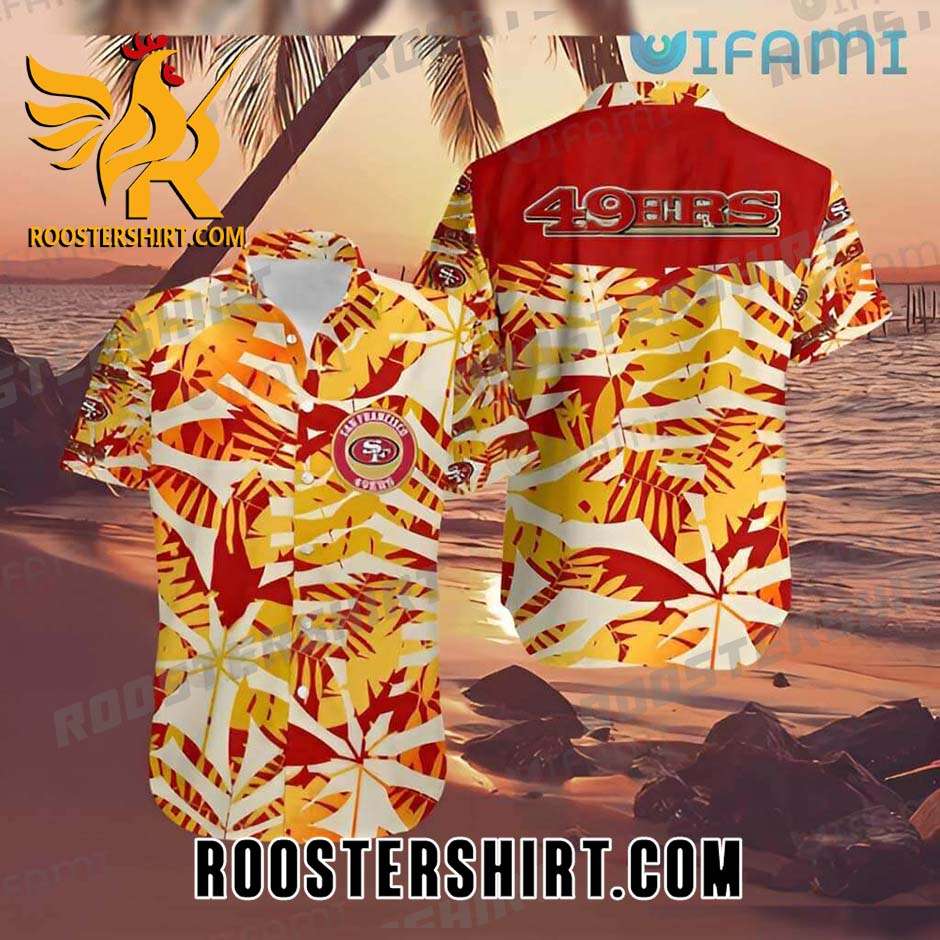 Tropical Leaves Sunset San Francisco 49ers Hawaiian Shirt