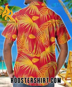 Tropical Palm Leaf Gold Kansas City Chiefs Hawaiian Shirt