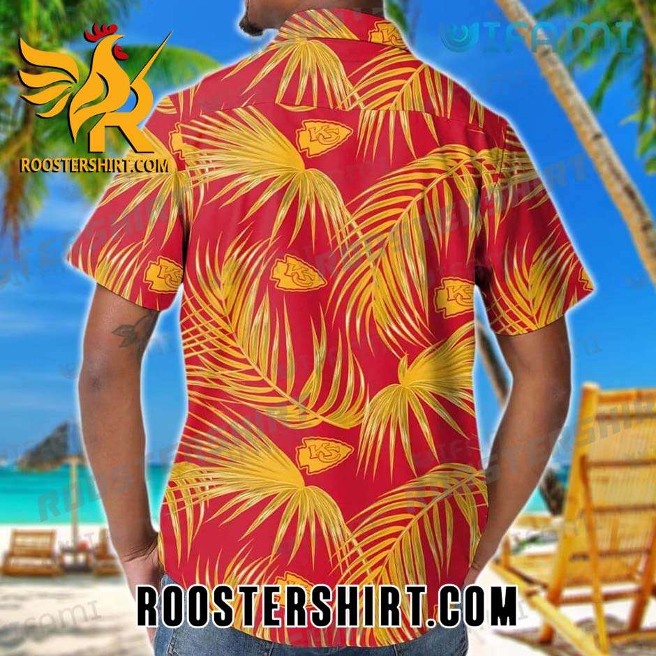 Tropical Palm Leaf Gold Kansas City Chiefs Hawaiian Shirt