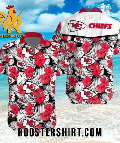 Tropical Red Hibiscus Palm Leaf Kansas City Chiefs Hawaiian Shirt