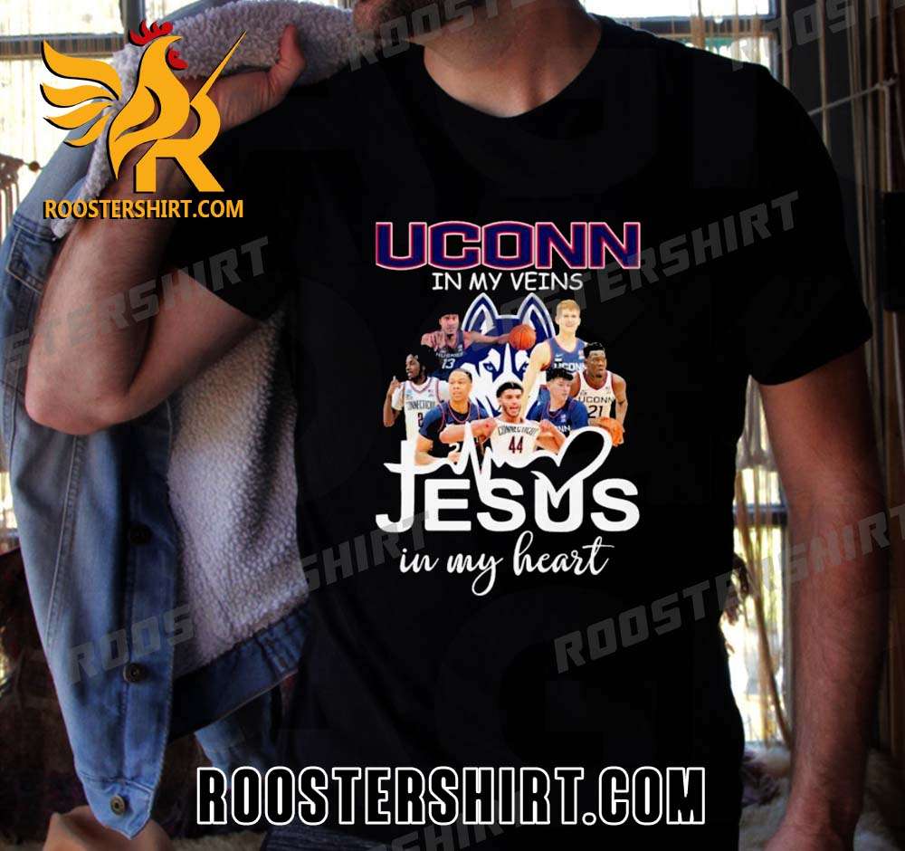 Uconn Mens Basketball In My Veins Jesus In My Heart National Champions 2023 New Design T-Shirt