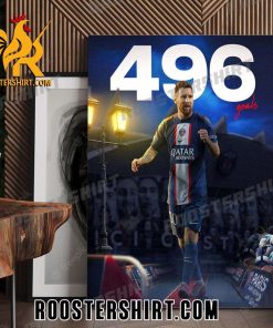 496 GOALS LEO MESSI IS THE ALL-TIME TOP SCORER IN TOP 5 LEAGUES POSTER CANVAS