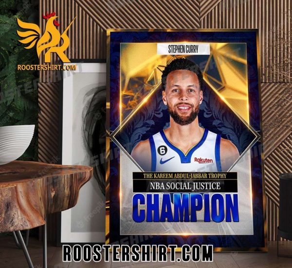 Stephen Curry 2022-2023 Kareem Abdul-Jabbar Trophy NBA Social Justice Champion Poster Canvas