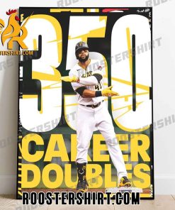 350 career doubles for Carlos Santana MLB Poster Canvas