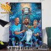 MANCHESTER CITY BEAT MANCHESTER UNITED TO WIN THE FA CUP POSTER CANVAS