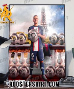 Marco Verratti French championship title with Paris Saint-Germain Poster Canvas