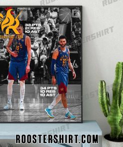 Nikola Jokic and Jamal Murray first duo to each drop a triple-double NBA Finals Game Poster Canvas