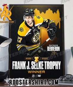 Patrice Bergeron Signature 2023 Frank J Selke Trophy Winner NHL Poster Canvas