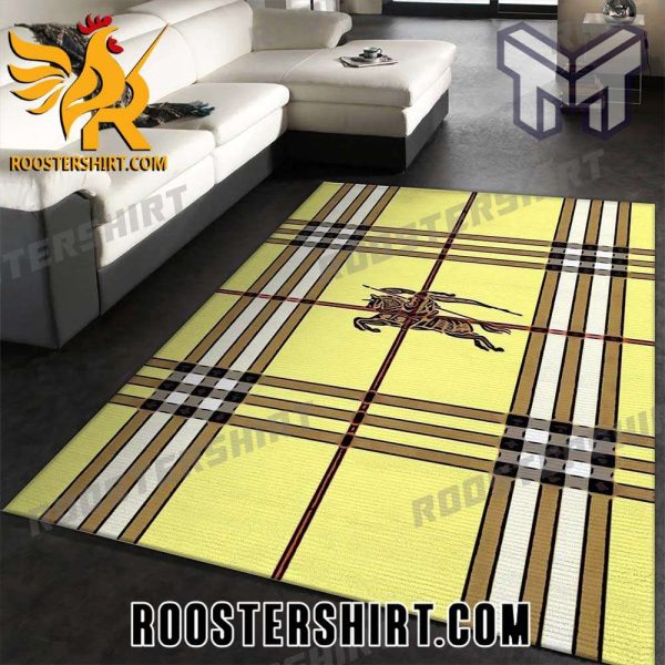 Quality Burberry yellow logo luxury brand area rug carpet living room rug floor mats keep warm in winter