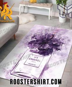 Quality Chanel Logo Violet Parfum Luxury Fashion Luxury Brand Premium Rug Carpet For Living Room Home Decoration