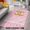 Quality Chanel Pinky Golden Logo Luxury Fashion Luxury Brand Premium Rug Carpet For Living Room Home Decoration