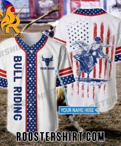 Quality Custom America Bull Riding Flag Baseball Jersey Gift for MLB Fans